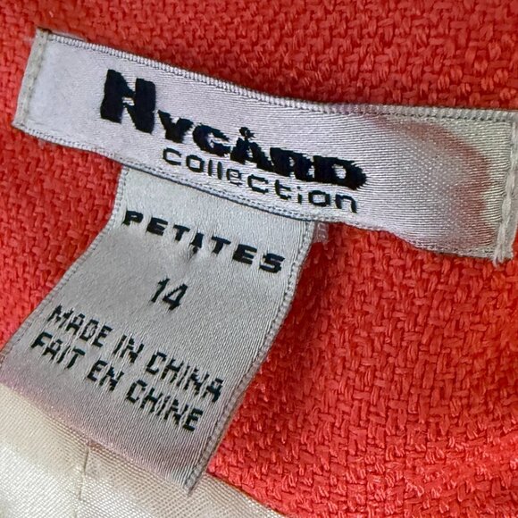 Nygard Blazer Jacket Dark Coral & Cream 3/4 Sleeve Hook Closure Size 14 P-NWT - Picture 2 of 8